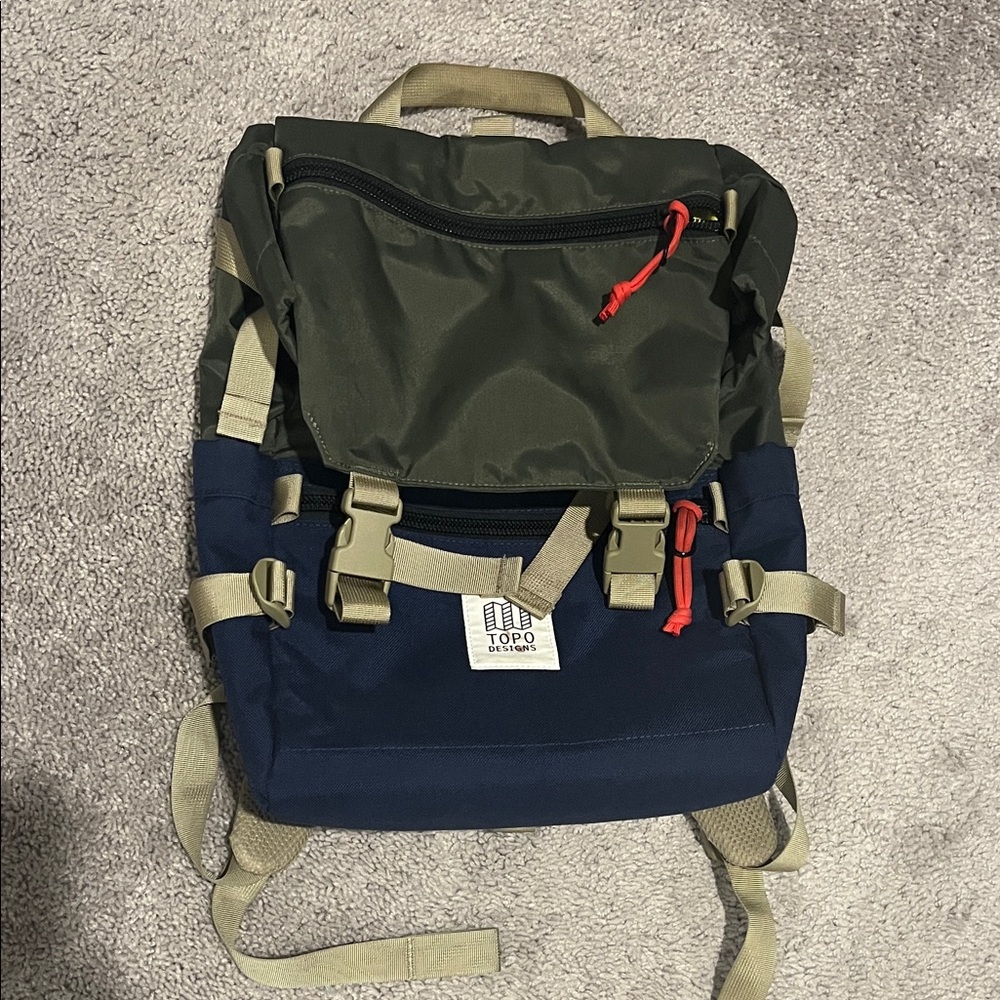 Topo Designs Olive and Navy Backpack